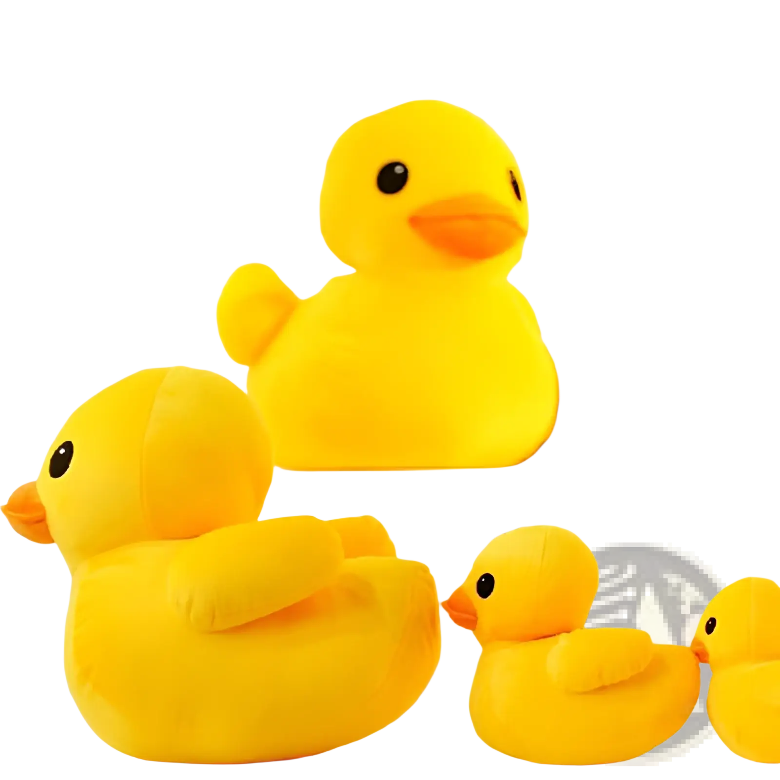 Yellow duck plush toy soft stuffed animal with black eyes and orange beak made of plush material 20-50cm tall