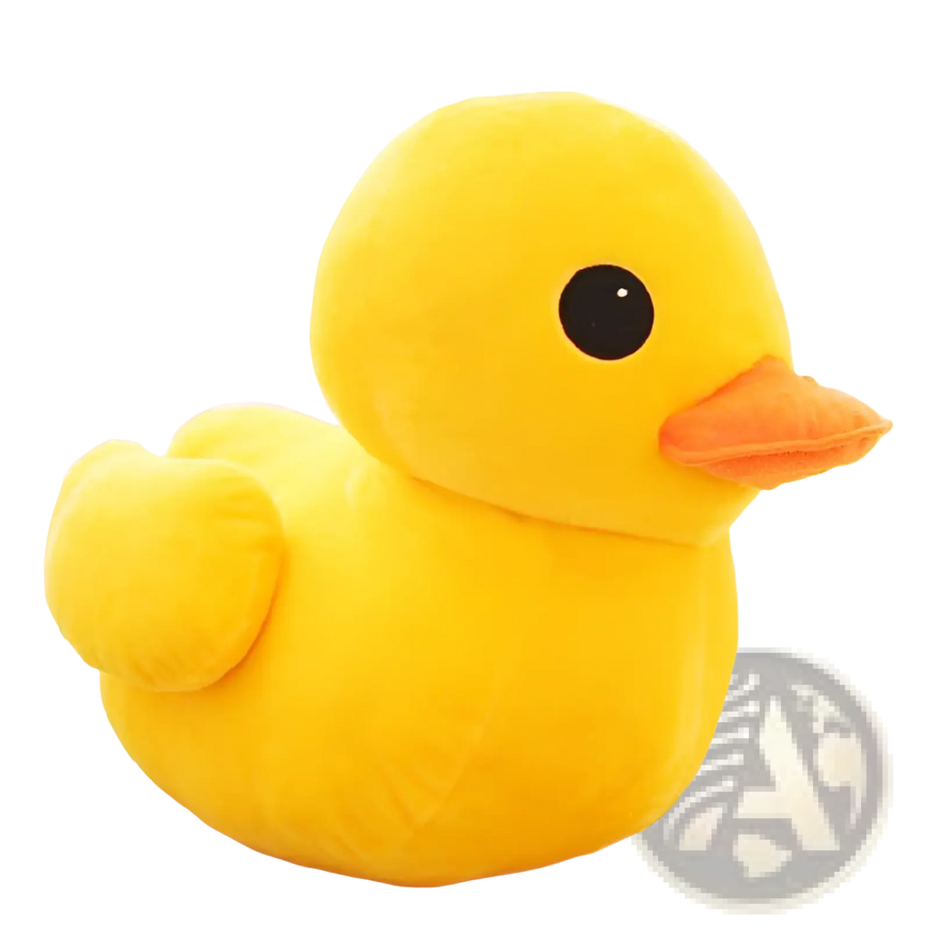 Yellow duck plush toy soft stuffed animal in yellow with black eye and orange beak, available in 20-50cm sizes