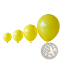 A set of four bright yellow glossy latex balloons in graduated sizes for party arch decor