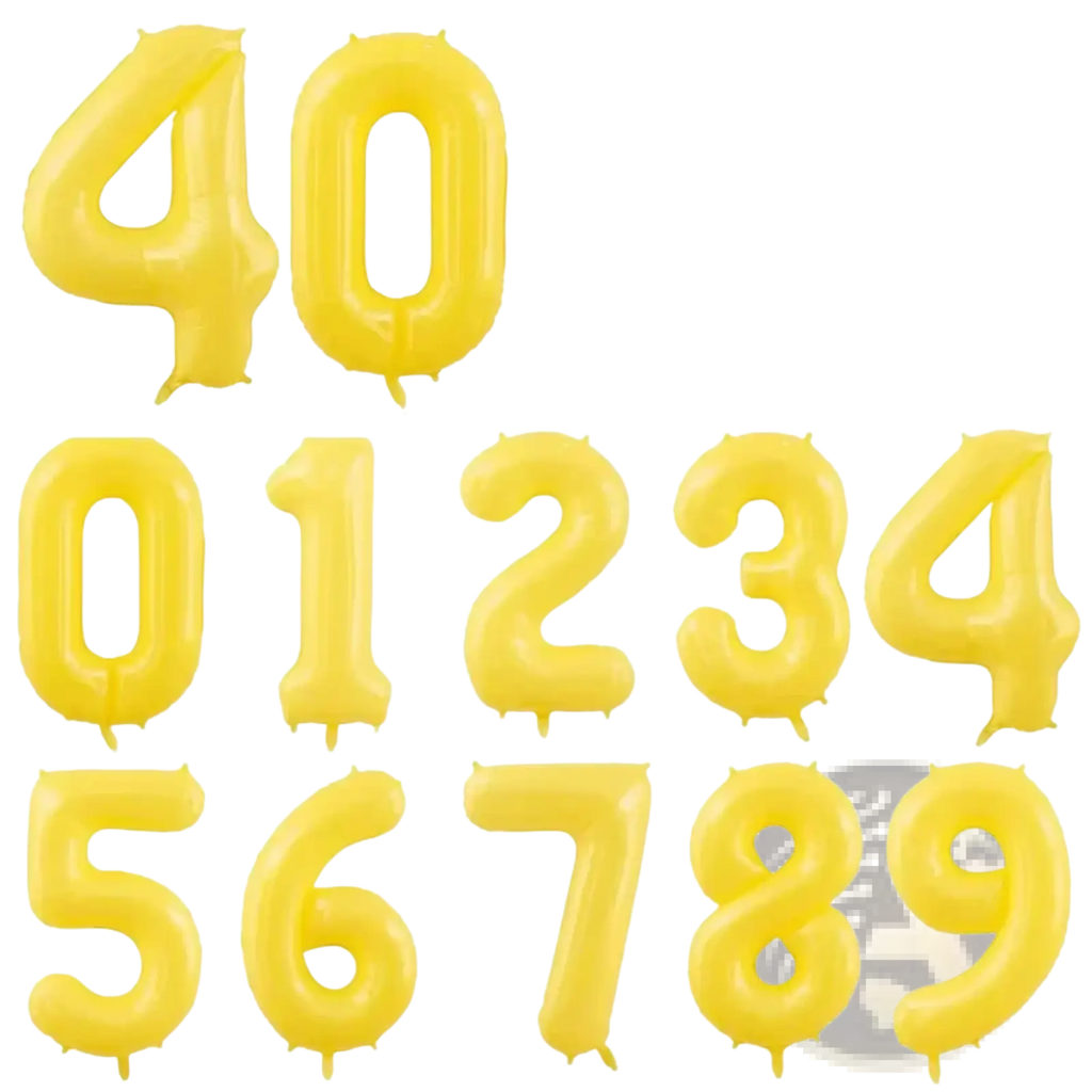Yellow number balloon set 40 inch inflatable bright yellow digits 0 through 9 for birthday party decor