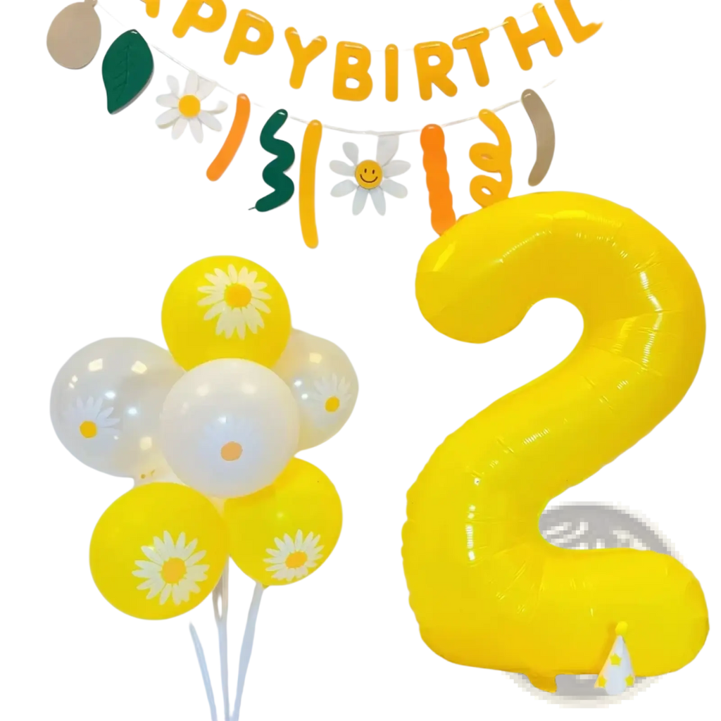 A bright yellow inflatable number two balloon 40 inch for birthday party decor made of durable foil material