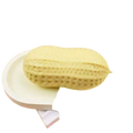 Yellow peanut stress relief squishy toy shaped soap bar with pale yellow color and textured surface with indentations