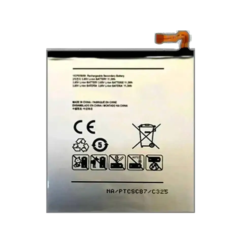 Silver rectangular ykaiserin ba-8300e replacement battery with black labeling and orange flex cable for im-100 im-100k im-100s
