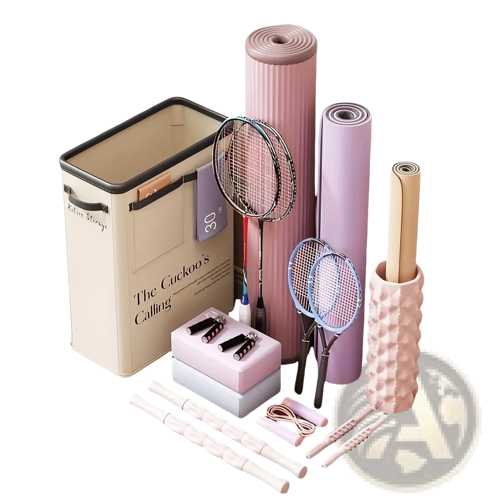 Pink textured foam roller with honeycomb pattern in yoga mat storage basket fitness organizer for workout use