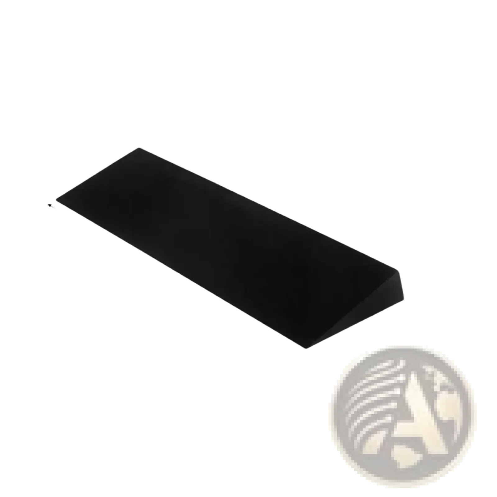 Black rectangular ergonomic keyboard wrist rest with angled edges and smooth surface for yoga squat wedge block calf stretcher