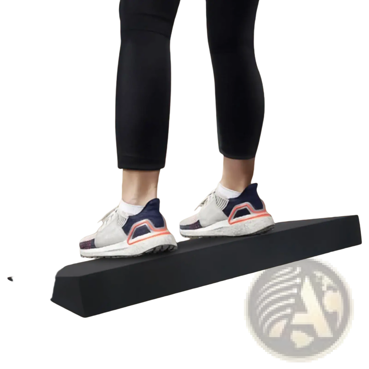 Black triangular yoga squat wedge block calf stretcher made of durable foam for foot elevation and calf stretching