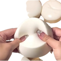 White glossy circular yogurt cake stress relief squishy toy with soft squishy texture for stress relief use