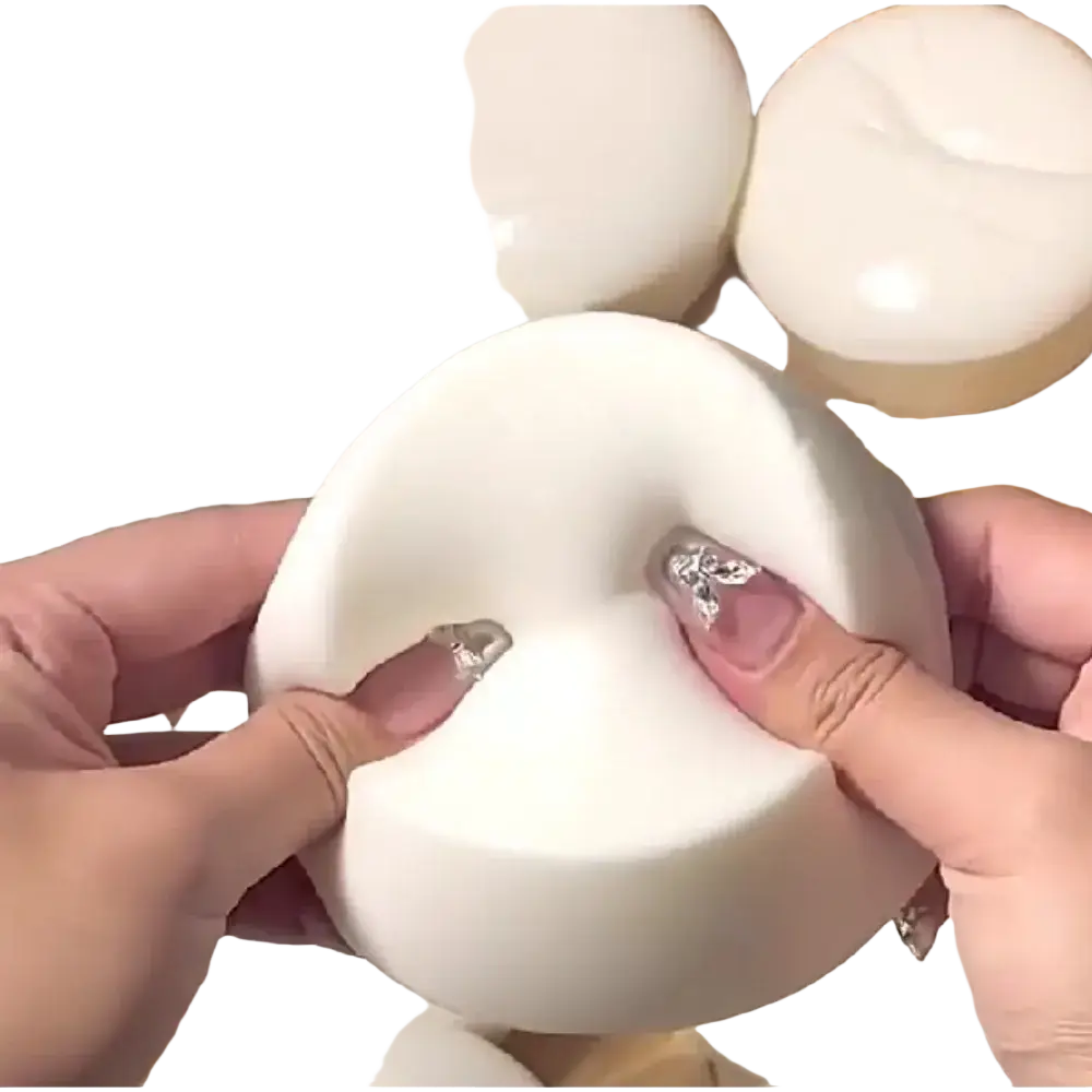 White glossy circular yogurt cake stress relief squishy toy with soft squishy texture for stress relief use