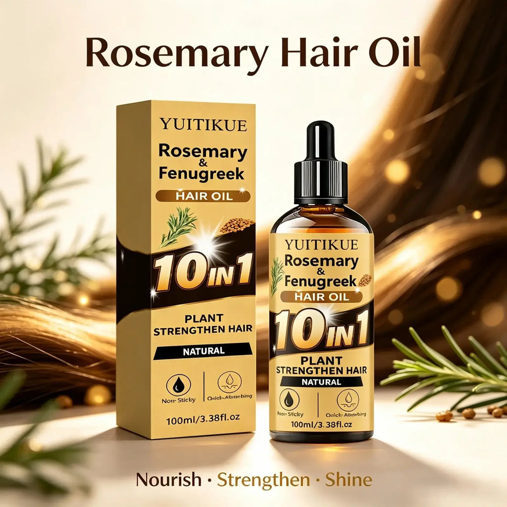 Yuitikue rosemary hair oil in 100ml amber glass bottle with black dropper for damaged and weak hair care