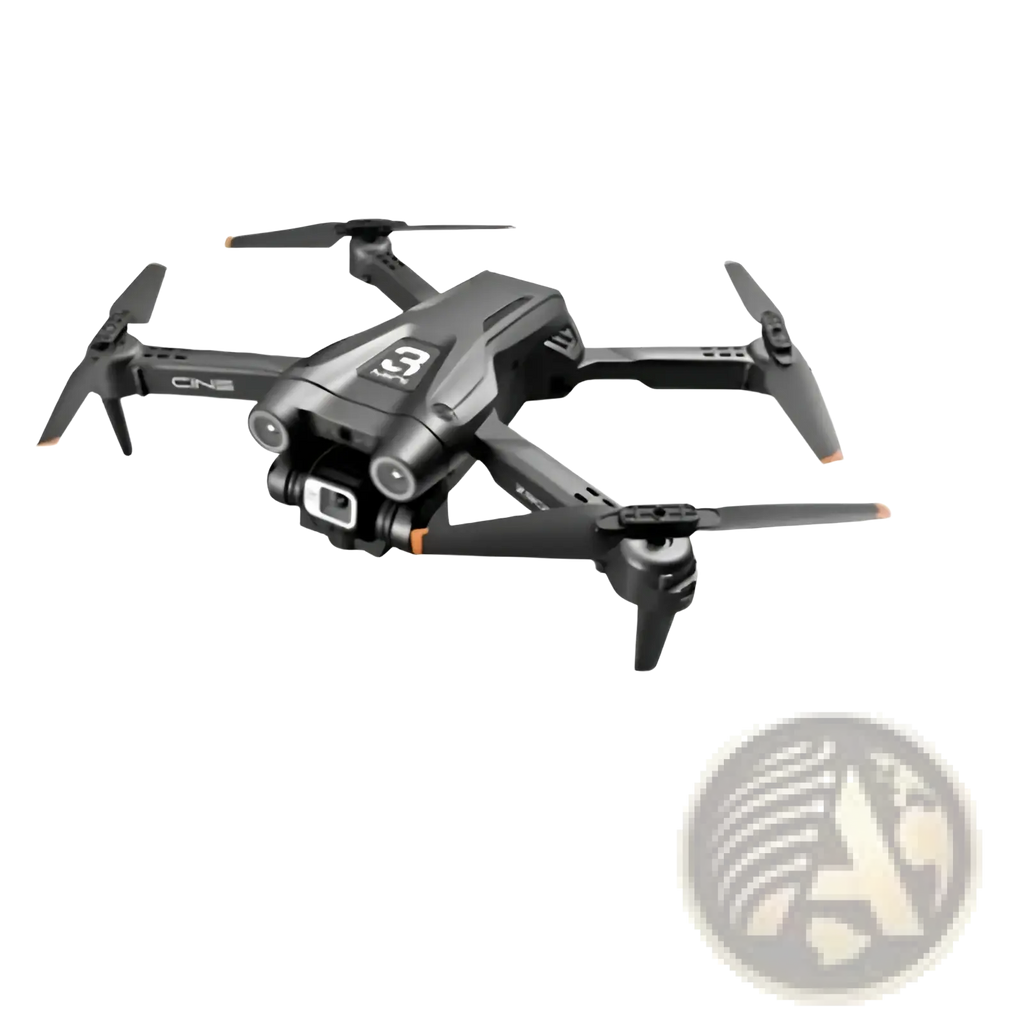 Black c9 foldable dual camera drone with sleek design and orange-tipped propellers for kids by z908 pro
