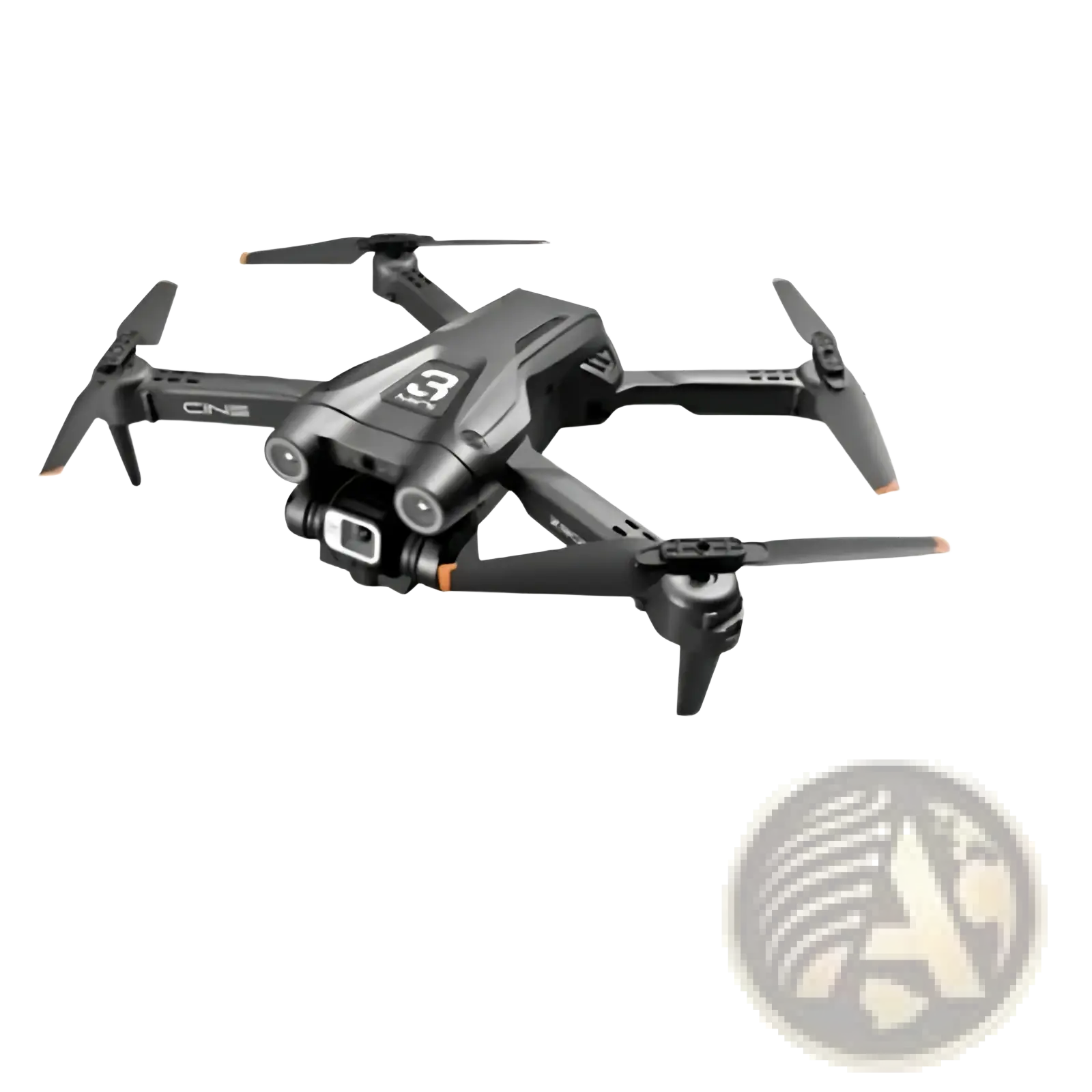 Black c9 foldable dual camera drone with sleek design and orange-tipped propellers for kids by z908 pro