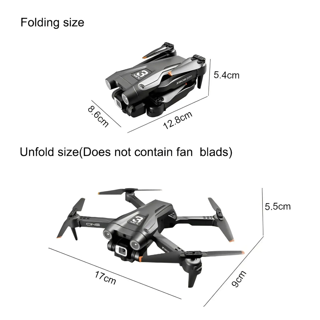 Black folding z908 pro foldable dual camera drone for kids with compact design and front-mounted camera