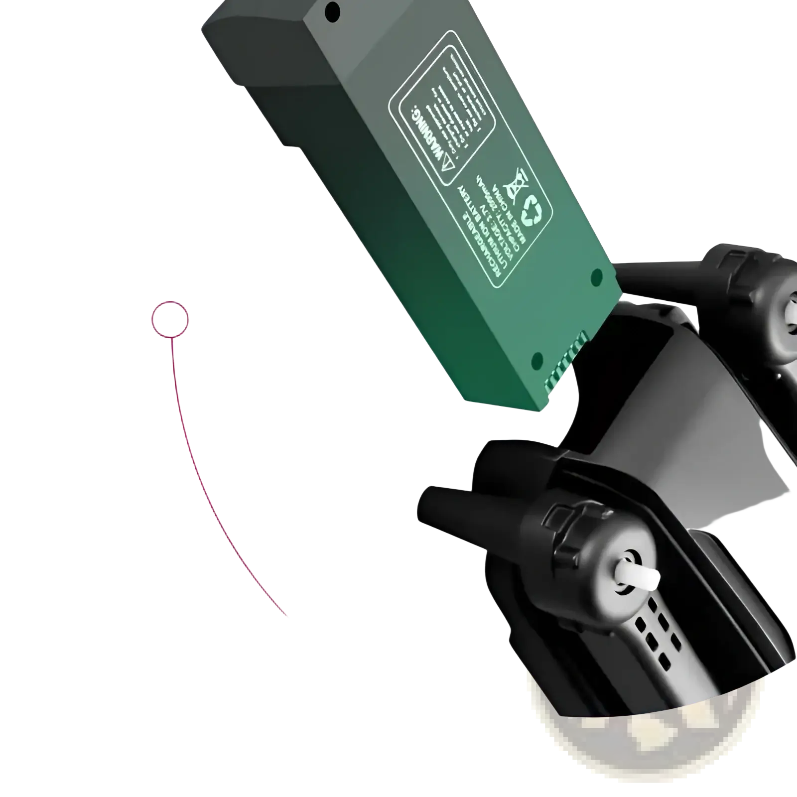 Green lithium-ion battery with black casing labeled 3.7v and safety warnings for Z908 Pro foldable dual camera drone for kids
