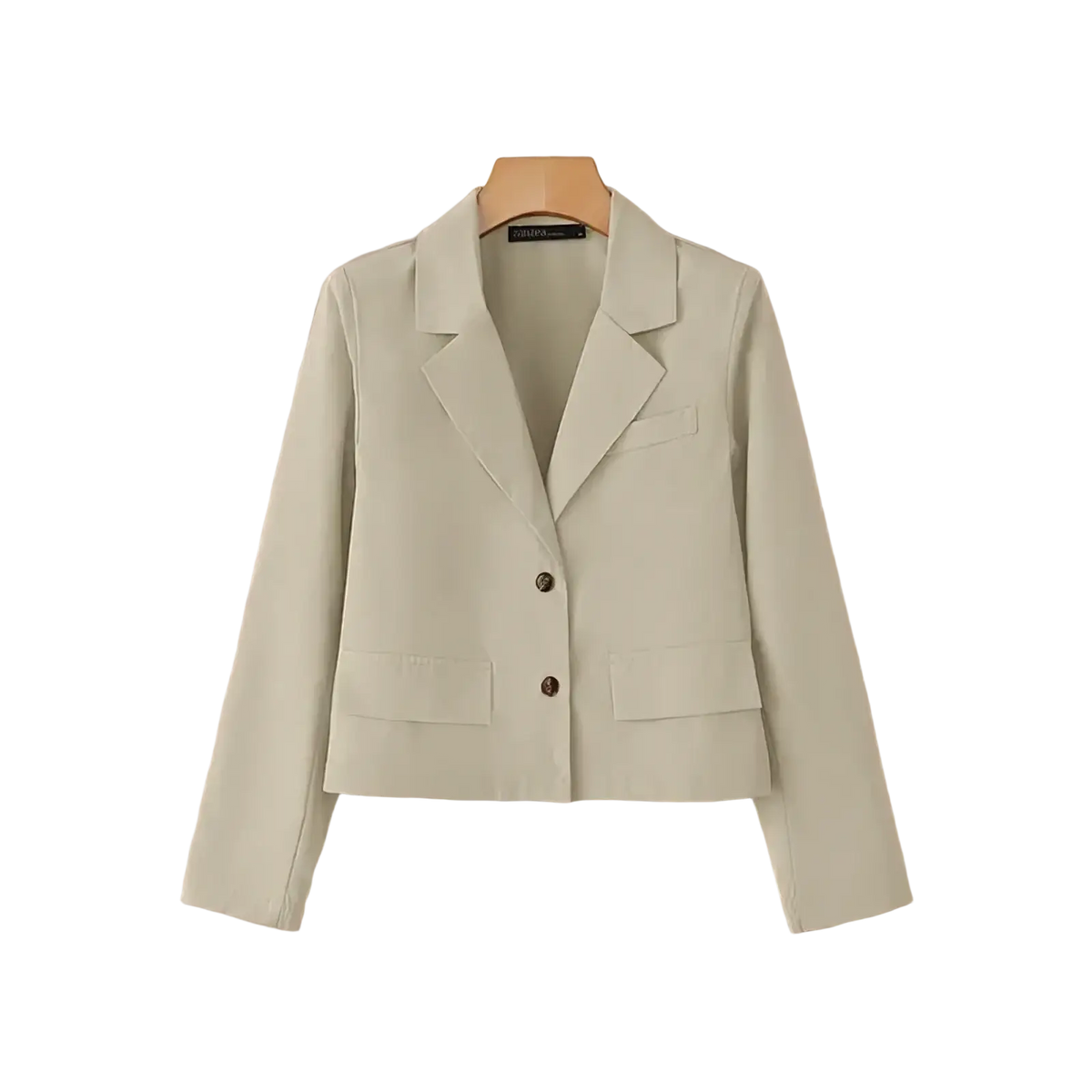 Zanzea women green office blazer jacket with a pale green double-breasted design and flap pockets