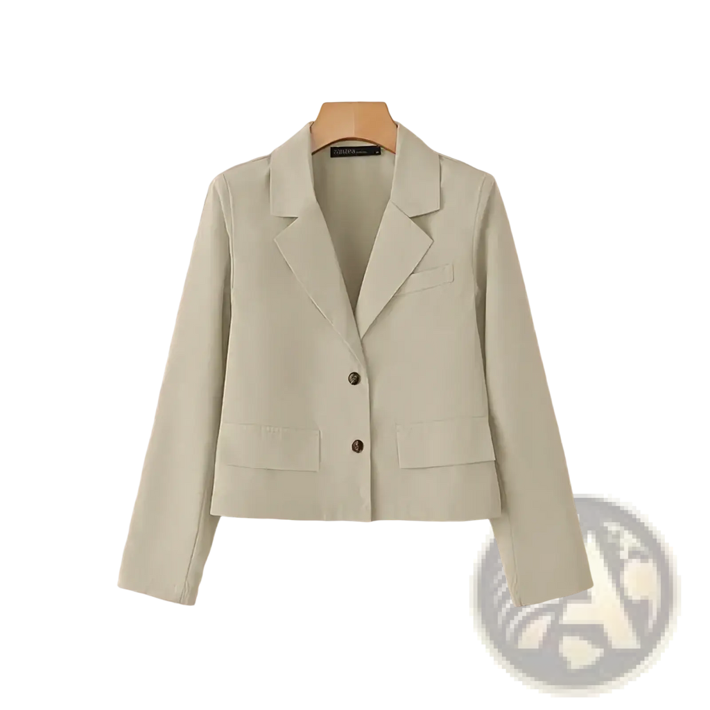 Zanzea women green office blazer jacket with a pale green double-breasted design and flap pockets