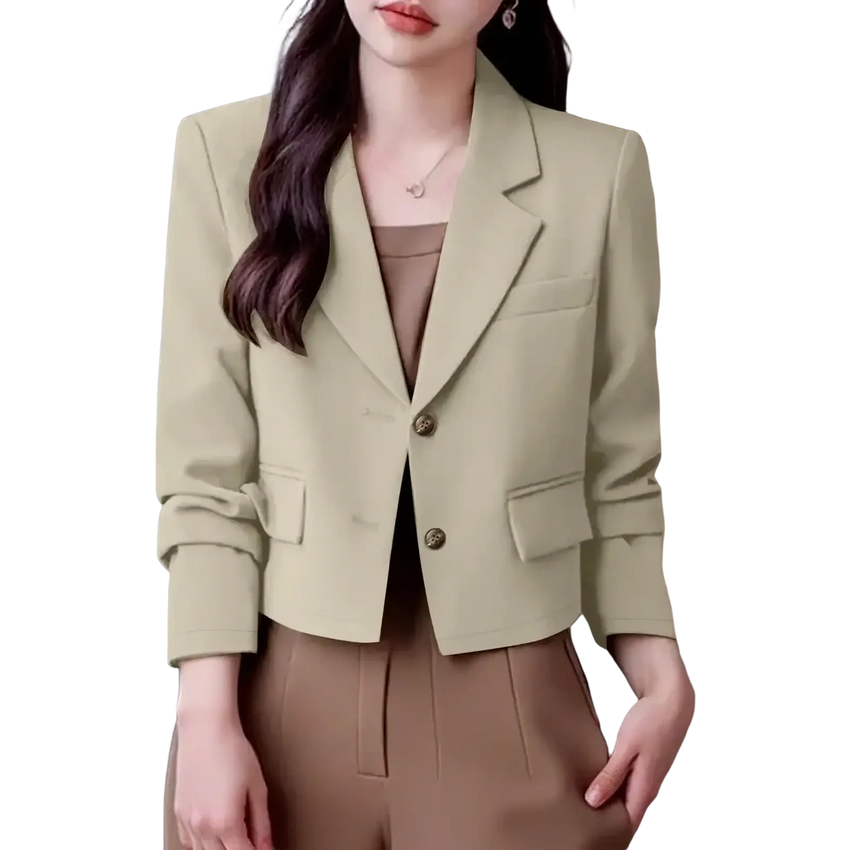 Zanzea women green office blazer jacket in sleek olive green with tailored fit and two front buttons