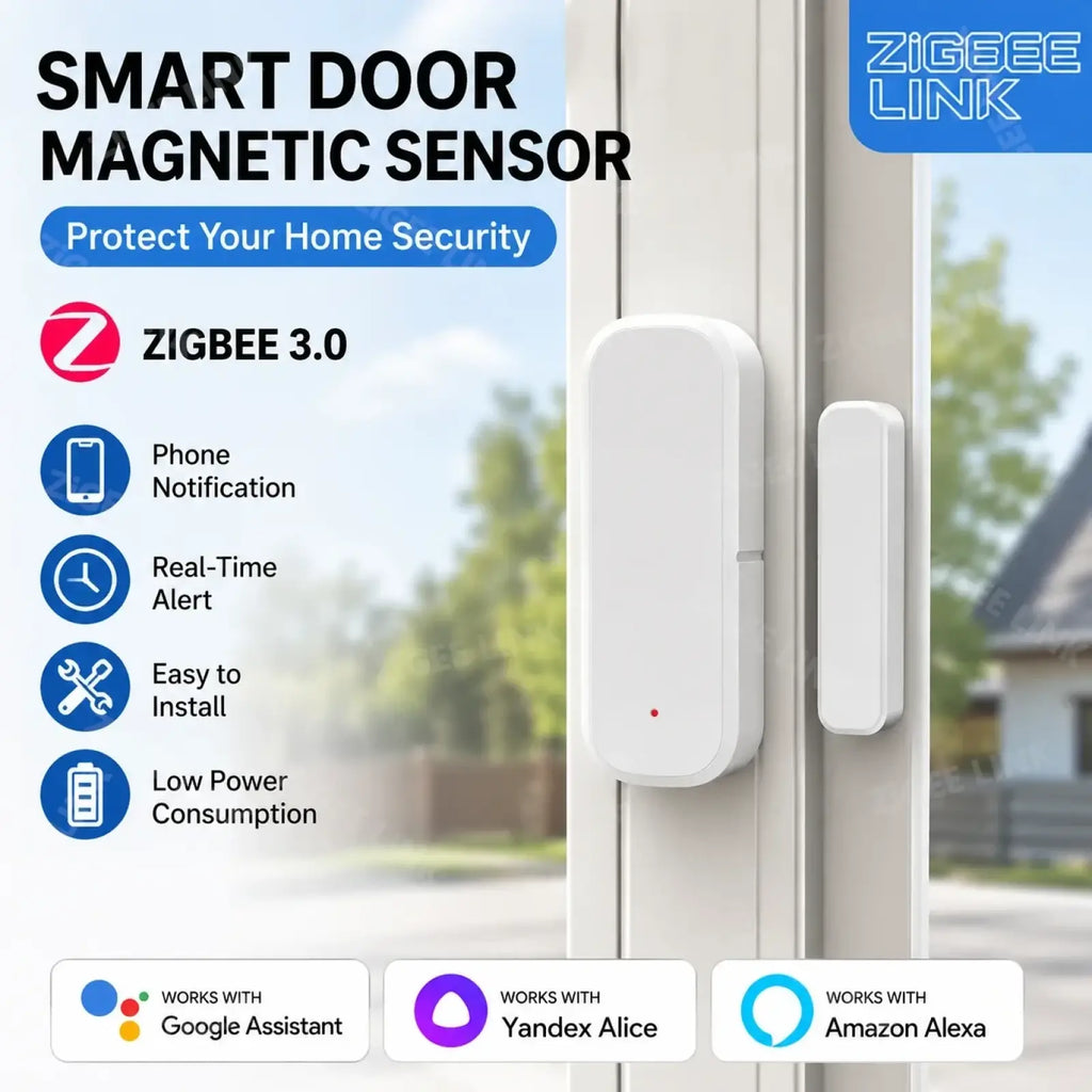 White zigbee 3.0 smart door sensor with sleek minimalist design for home security integration