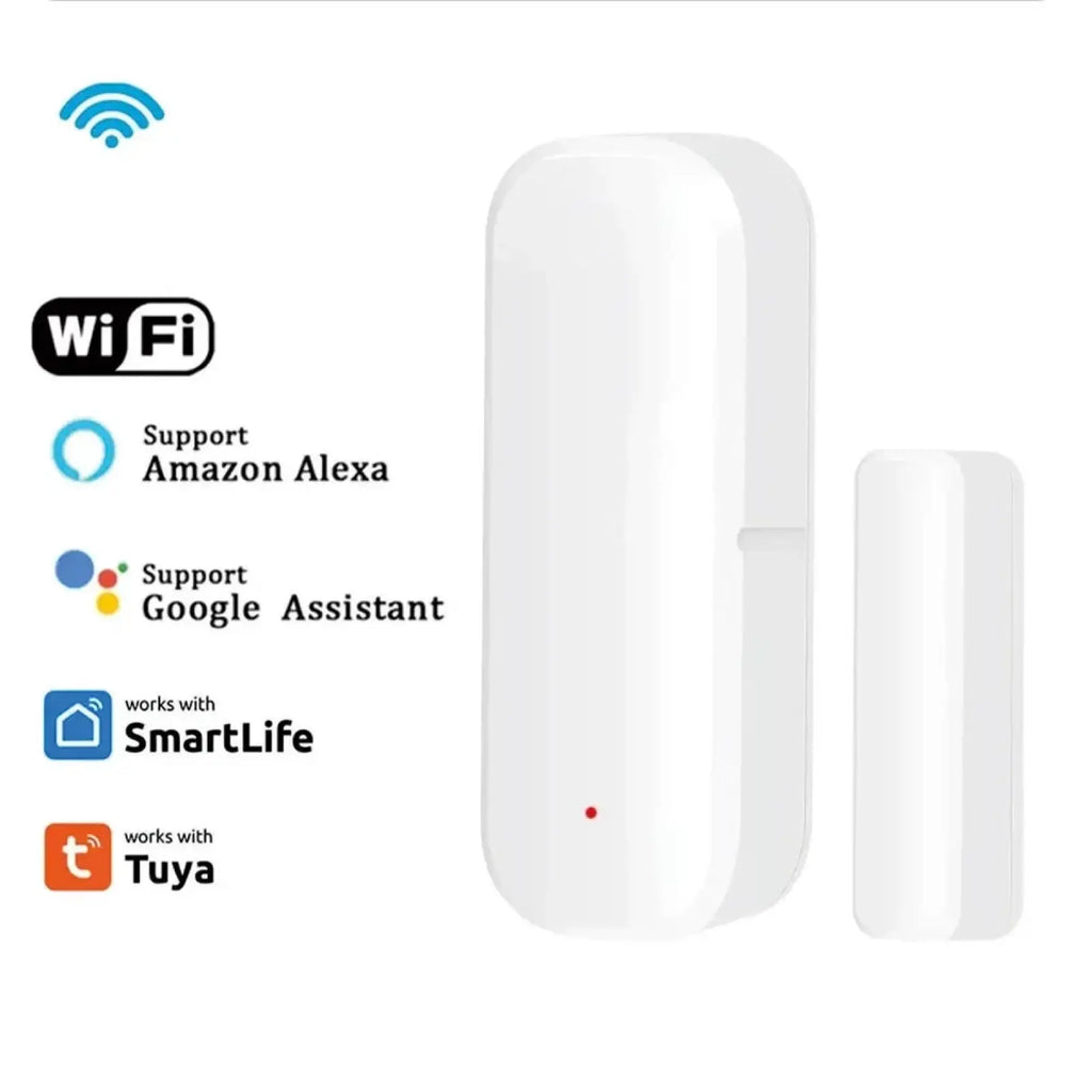 White zigbee smart door window sensor with sleek minimalist design and smooth plastic finish for magnetic alarm detection