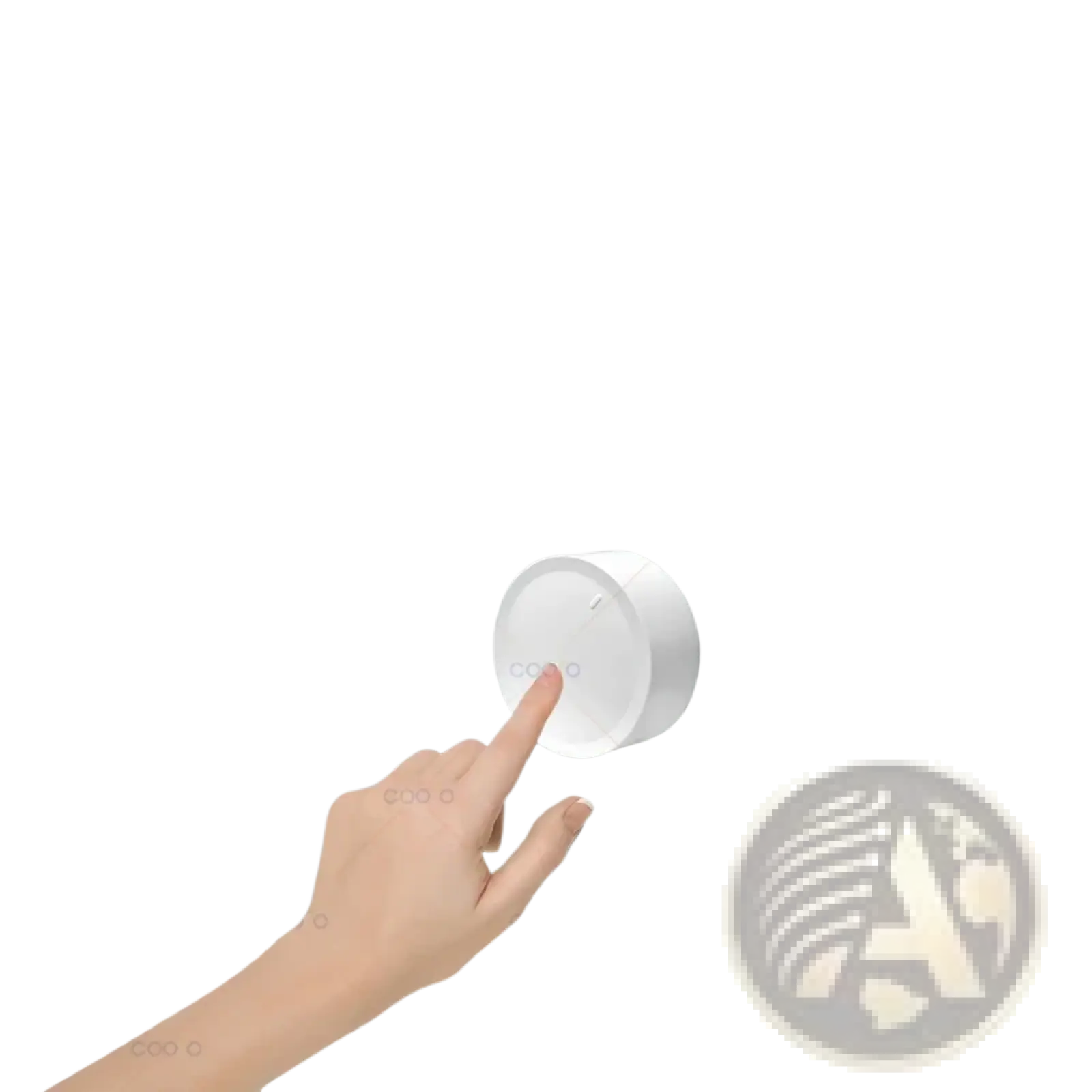 White circular zigbee smart knob switch wireless dimmer with central knob for activating away mode