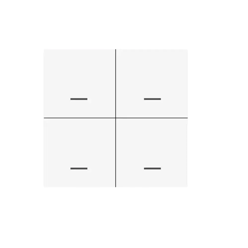 Zigbee smart scene switch wireless remote control panel with four minimalist white toggle switches in a grid layout