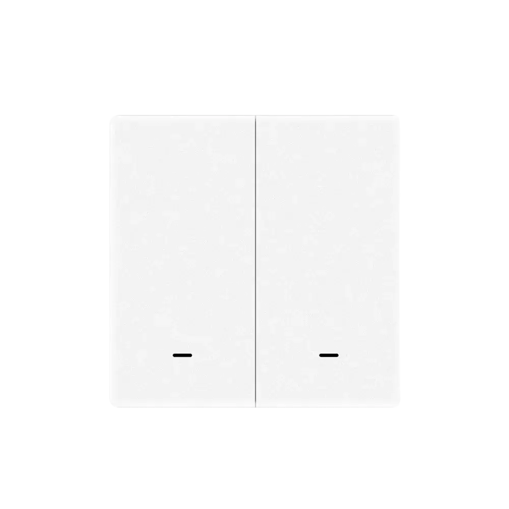 White double-socket zigbee smart scene switch wireless remote control with minimalist design and black indicator lines