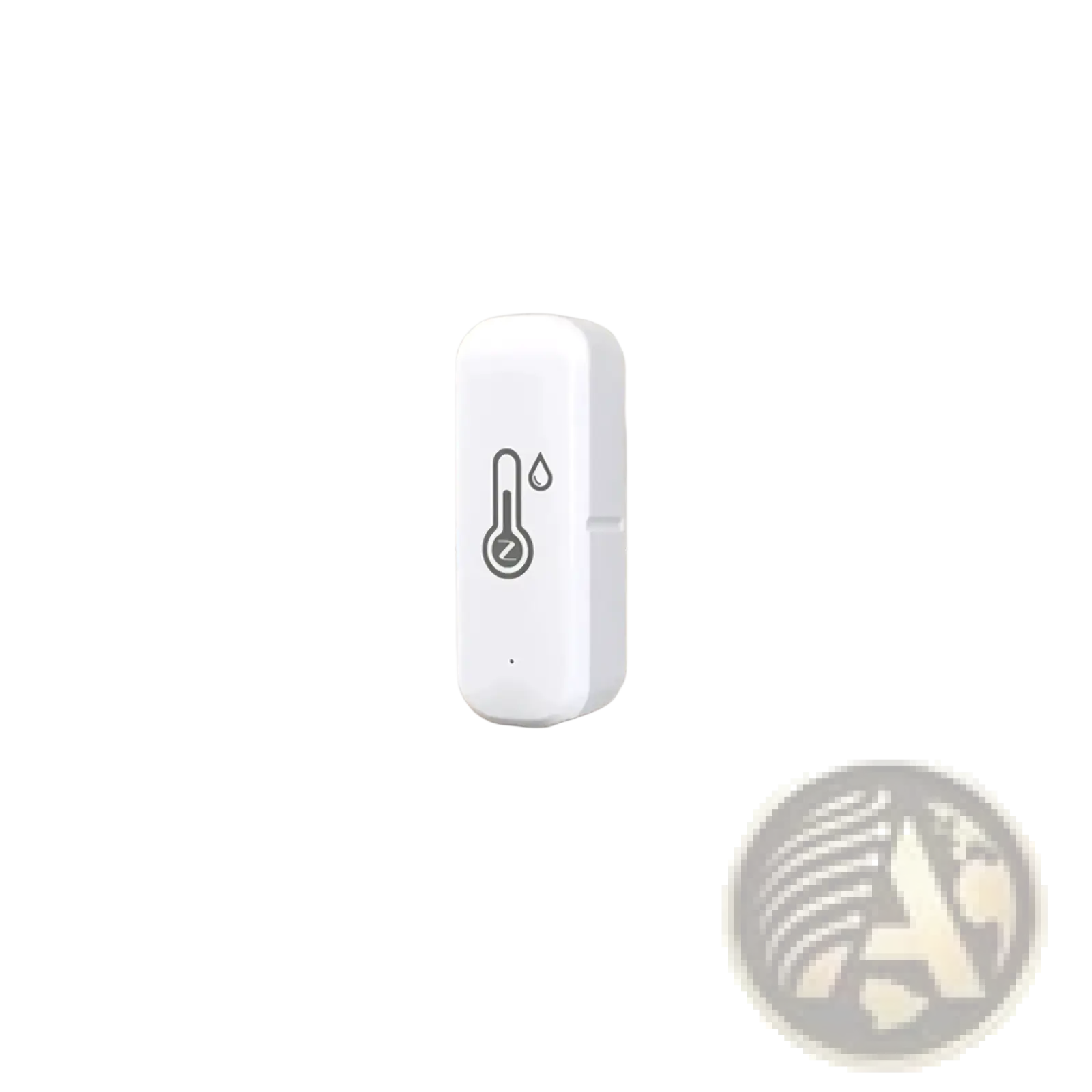 Zigbee smart temperature humidity sensor with a white rectangular design and gray thermometer icon for accurate monitoring