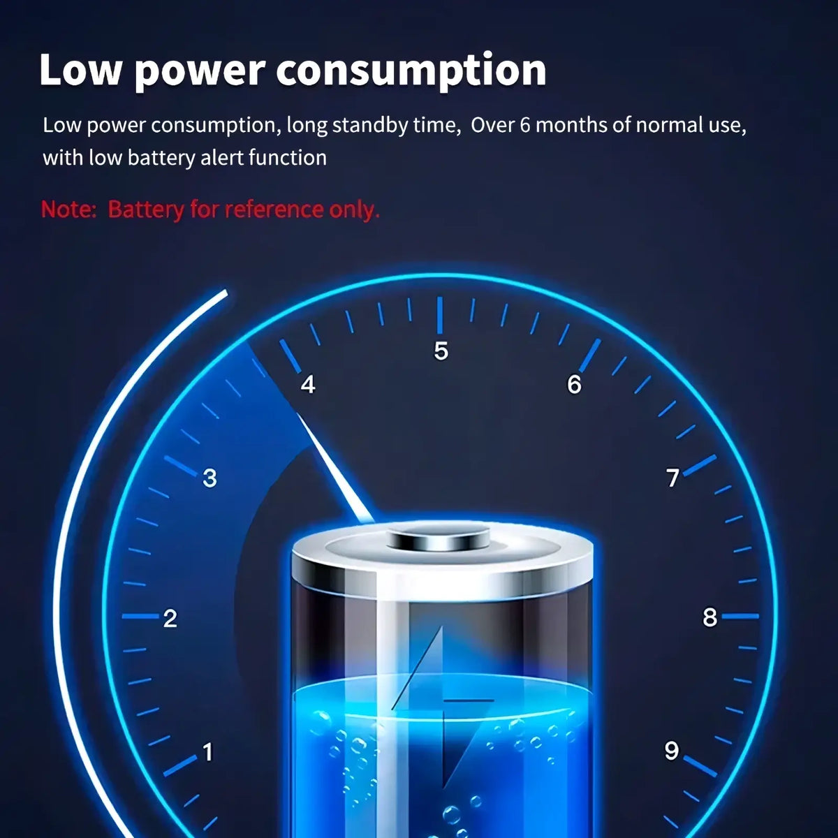 A sleek transparent cylindrical zigbee smart temperature humidity sensor battery with metallic top and blue liquid inside