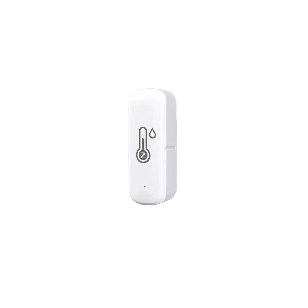 Zigbee smart temperature humidity sensor with a white rectangular design and gray thermometer icon for accurate monitoring