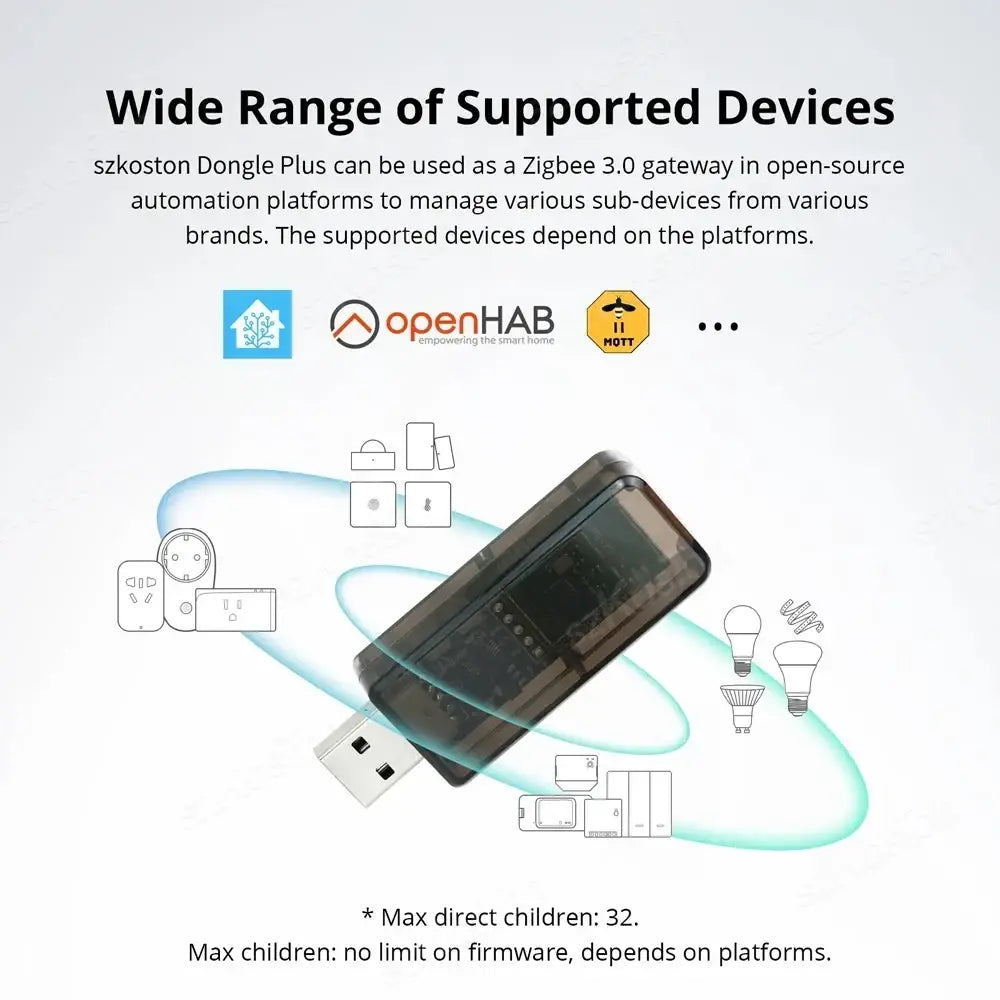 Black plastic zigbee usb dongle plus with transparent casing showing internal circuitry for home assistant use