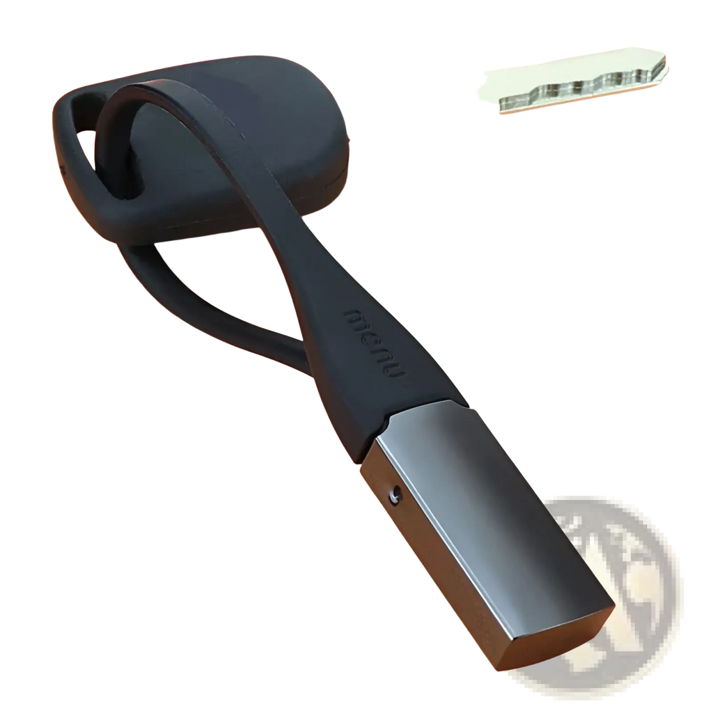 Black silicone zinc alloy car keychain with sleek metallic rectangular attachment engraved with menu for men and women