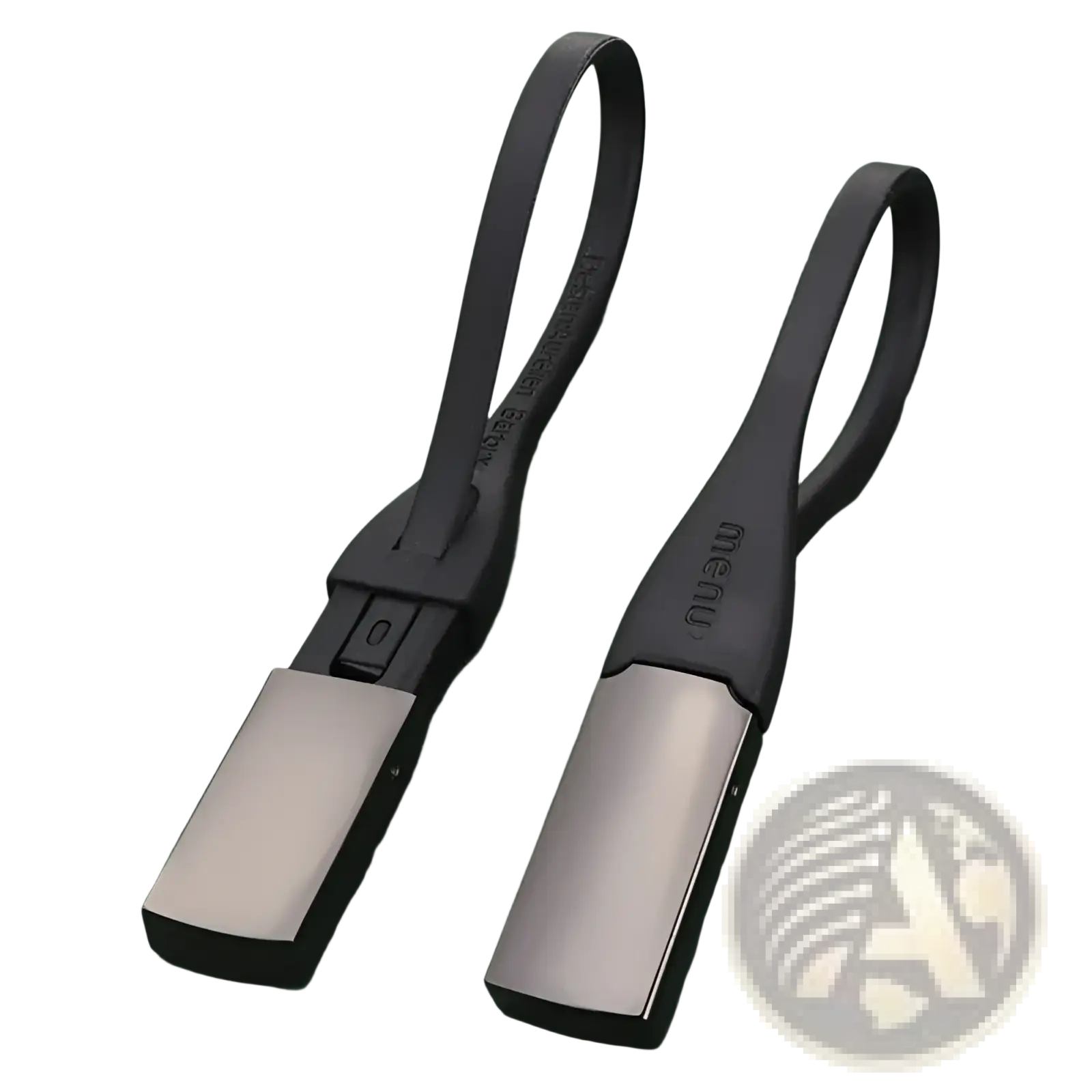 Black and silver zinc alloy usb flash drive with sleek minimalist design and integrated loop for easy carrying keychain