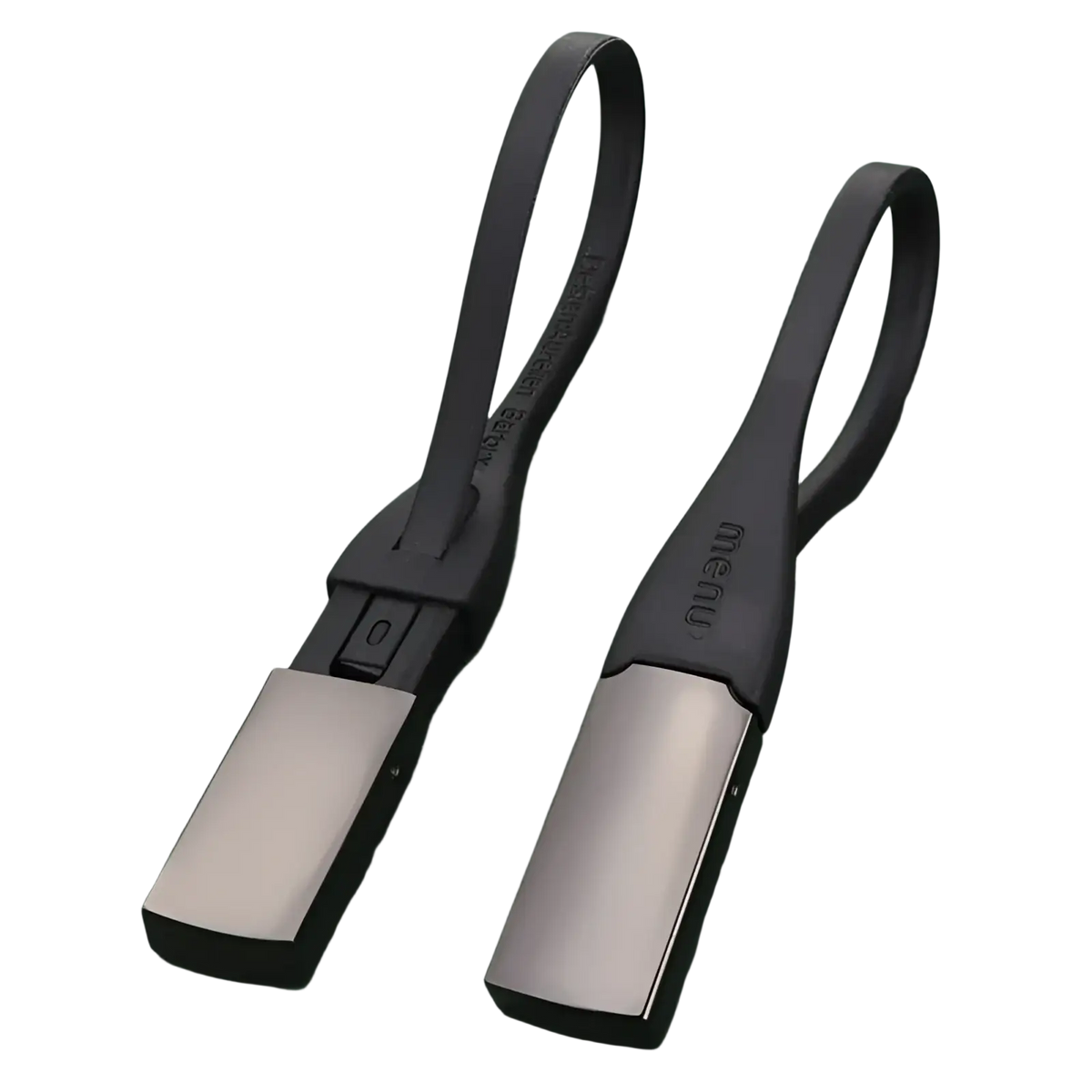 Black and silver zinc alloy usb flash drive with sleek minimalist design and integrated loop for easy carrying keychain