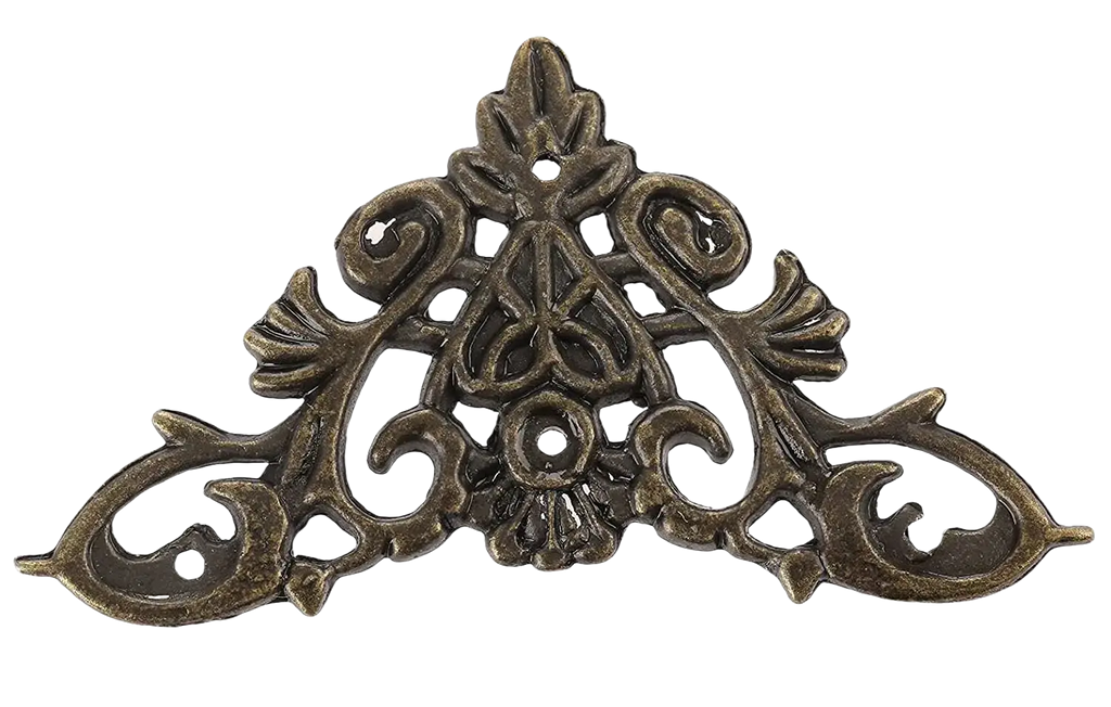 Antique bronze zinc alloy corner protector with intricate floral scrollwork for edge protection 4-pack