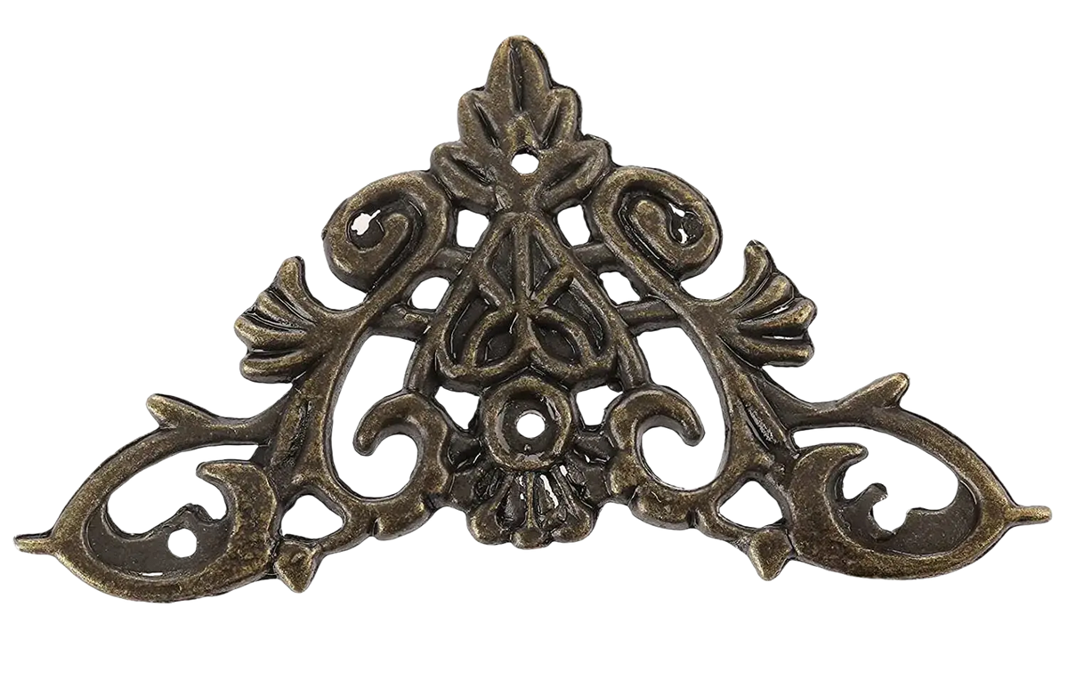 Antique bronze zinc alloy corner protector with intricate floral scrollwork for edge protection 4-pack
