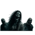 Dark eerie polyester zombie graveyard halloween banner featuring grotesque zombies in a haunted graveyard scene