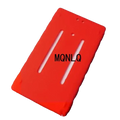 Red silicone protective case for zune 30gb featuring two vertical slots and three small holes at the top back side