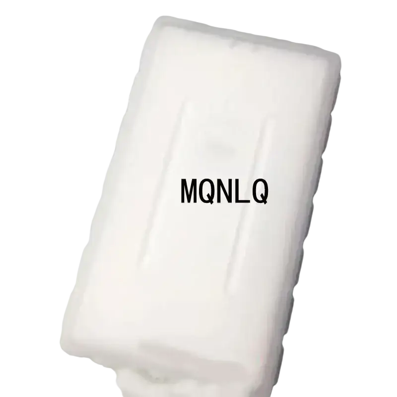 White rectangular bar soap with embossed lines and mqnlq text alongside a zune 30gb silicone protective case image